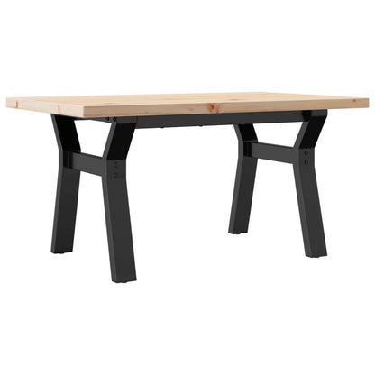 Tavolino Salotto Telaio a Y 80x50x40,5 cm Legno Pino e Acciaio | homemem39