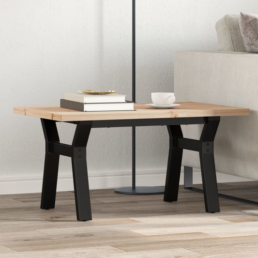 Tavolino Salotto Telaio a Y 80x50x40,5 cm Legno Pino e Acciaio