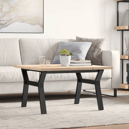 Tavolino Salotto Telaio a Y 80x80x45,5cm Legno Pino e Acciaio | homemem39