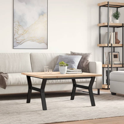 Tavolino Salotto Telaio a Y 90x90x45,5 cm Legno Pino e Acciaio | homemem39