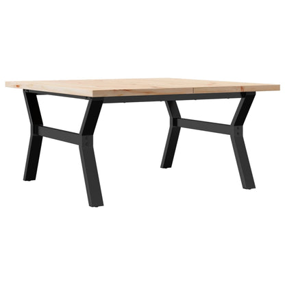 Tavolino Salotto Telaio a Y 90x90x45,5 cm Legno Pino e Acciaio | homemem39