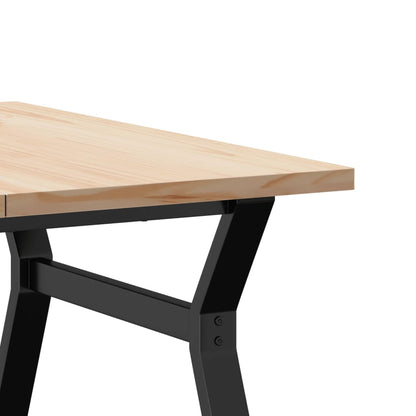 Tavolino Salotto Telaio a Y 90x90x45,5 cm Legno Pino e Acciaio | homemem39