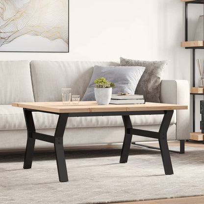 Tavolino Salotto Telaio a Y 90x90x45,5 cm Legno Pino e Acciaio | homemem39