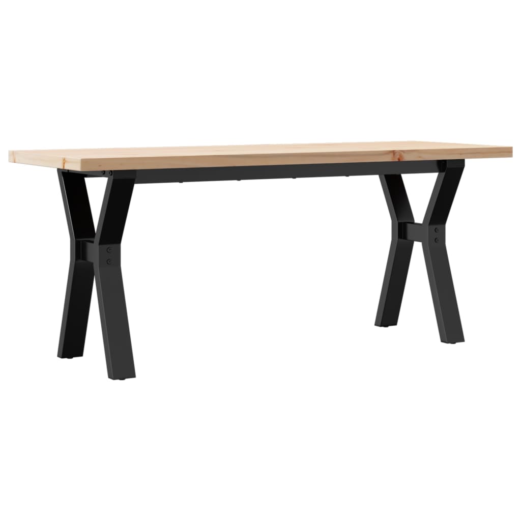 Tavolino Salotto Telaio a Y 110x40x45,5 cm Legno Pino e Acciaio | homemem39
