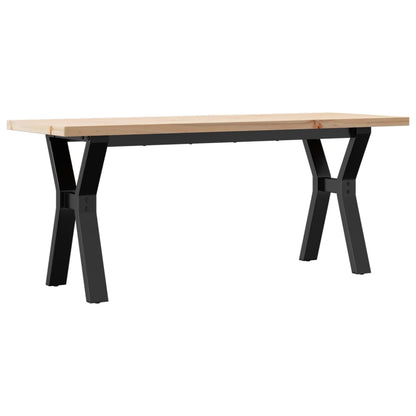 Tavolino Salotto Telaio a Y 110x40x45,5 cm Legno Pino e Acciaio | homemem39