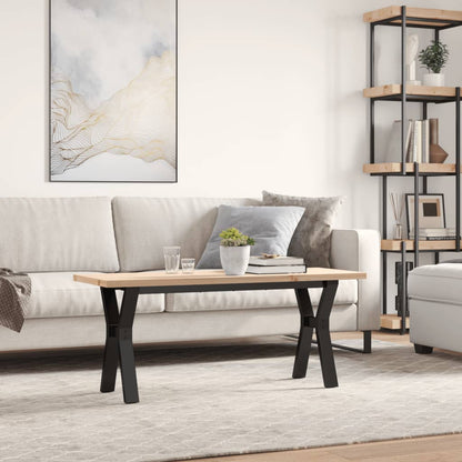 Tavolino Salotto Telaio a Y 110x40x45,5 cm Legno Pino e Acciaio | homemem39