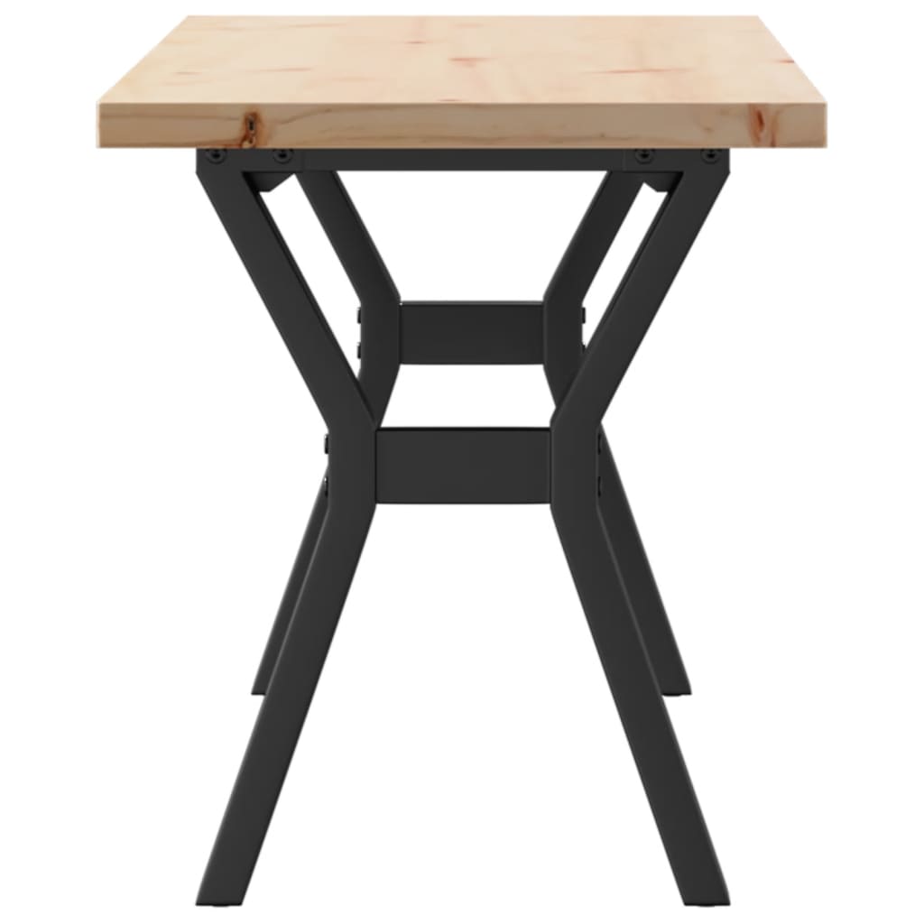 Tavolino Salotto Telaio a Y 110x40x45,5 cm Legno Pino e Acciaio | homemem39