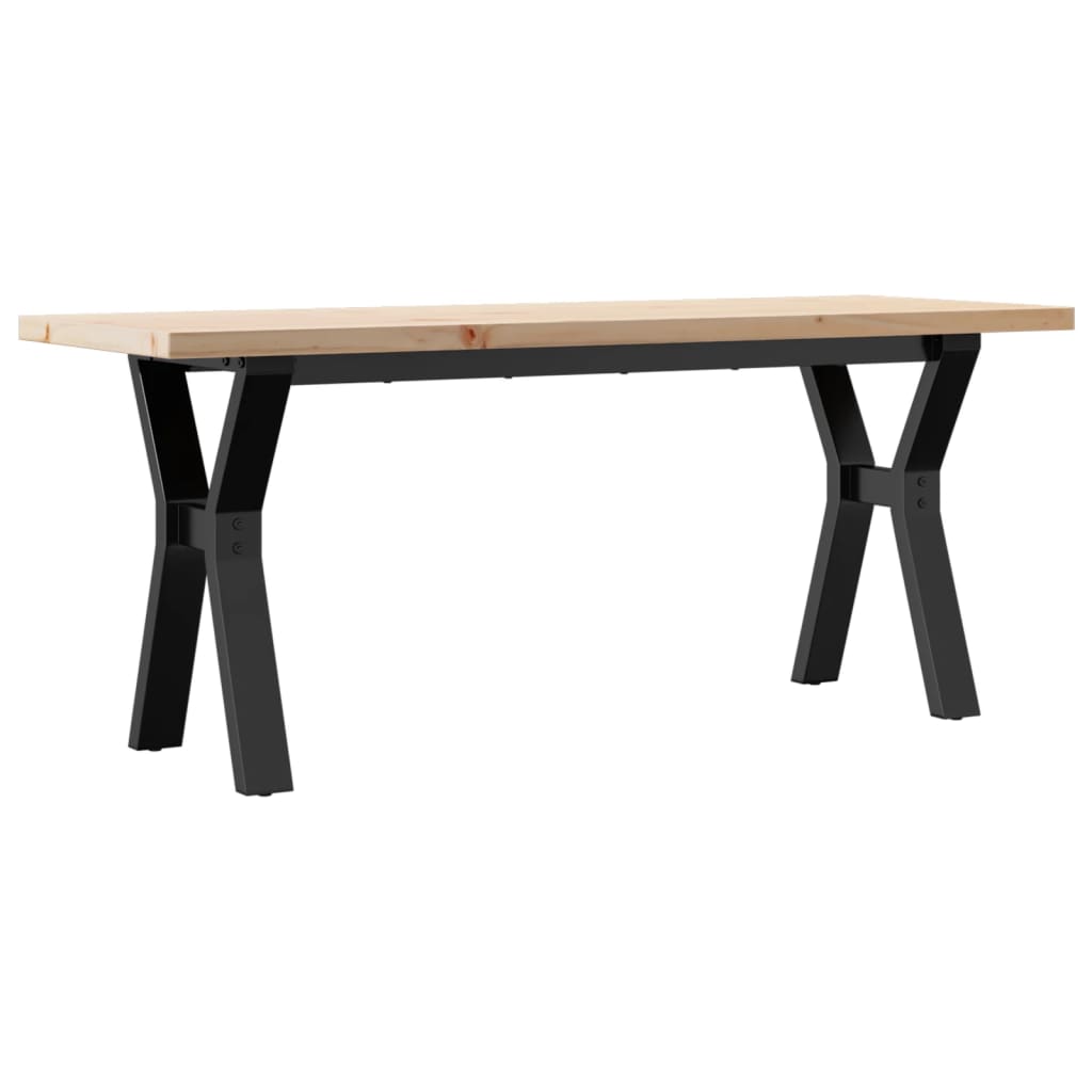 Tavolino Salotto Telaio a Y 110x40x45,5 cm Legno Pino e Acciaio | homemem39