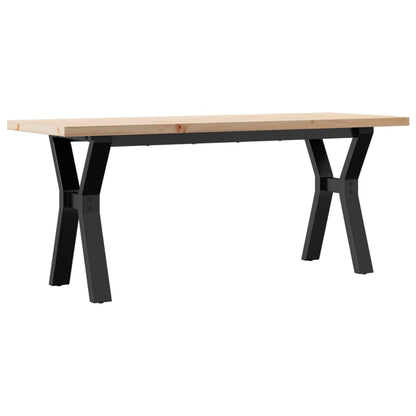 Tavolino Salotto Telaio a Y 110x40x45,5 cm Legno Pino e Acciaio | homemem39