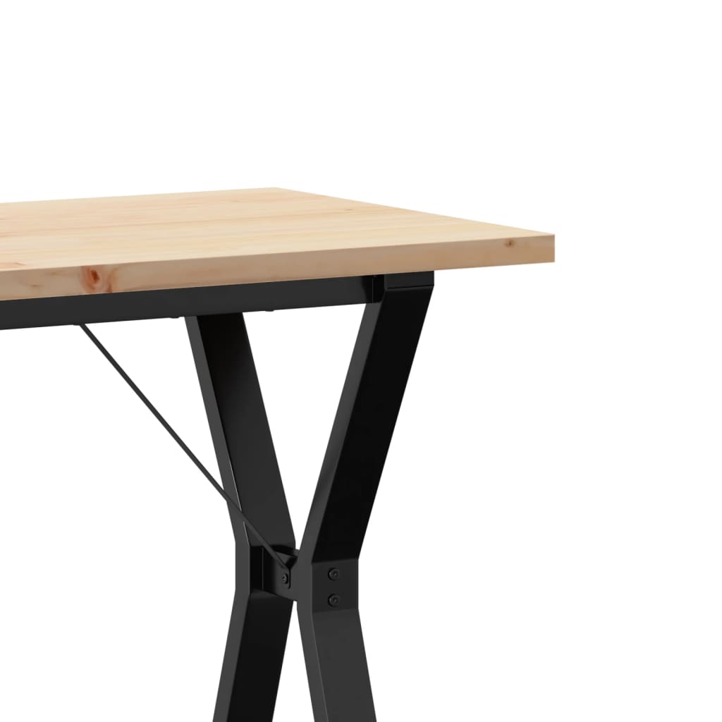 Tavolo da Pranzo Telaio a Y 80x50x75,5 cm Legno Pino e Acciaio | homemem39