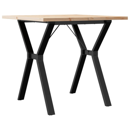 Tavolo da Pranzo Telaio a Y 80x80x75,5 cm Legno Pino e Acciaio | homemem39