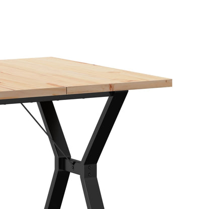 Tavolo da Pranzo Telaio a Y 80x80x75,5 cm Legno Pino e Acciaio | homemem39