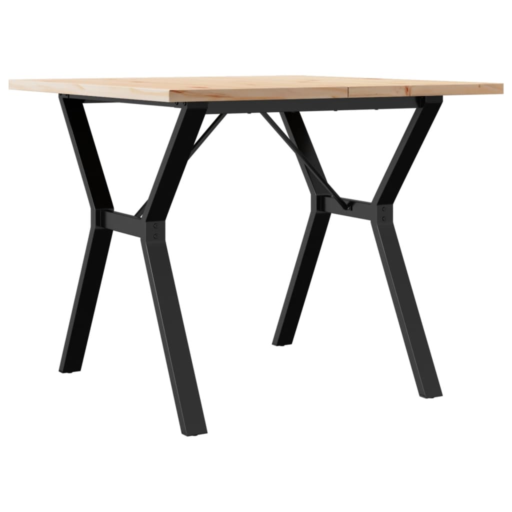 Tavolo da Pranzo Telaio a Y 90x90x75,5 cm Legno Pino e Acciaio | homemem39