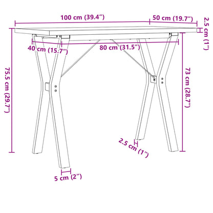 Tavolo da Pranzo Telaio a Y 100x50x75,5 cm Legno Pino e Acciaio | homemem39