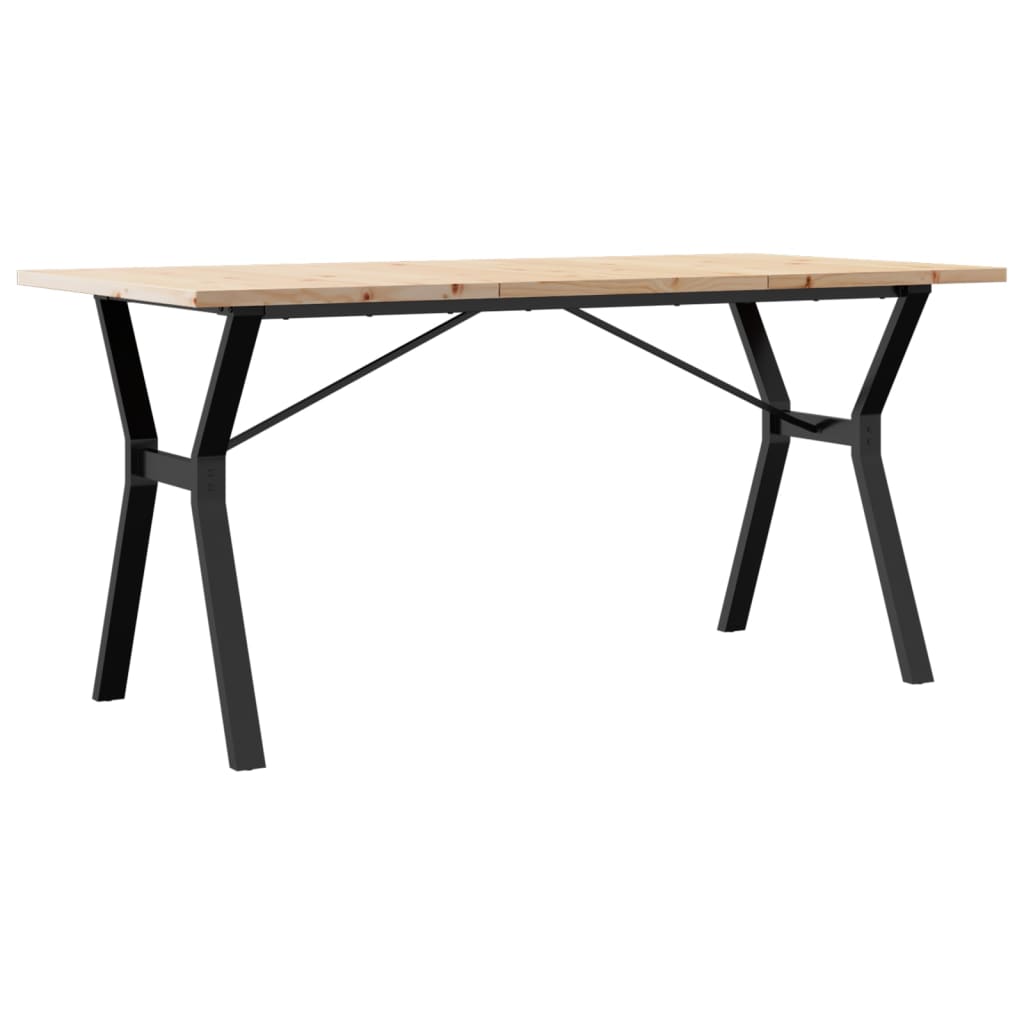 Tavolo da Pranzo Telaio a Y 140x80x75,5 cm Legno Pino e Acciaio | homemem39