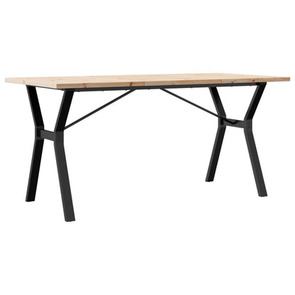 Tavolo da Pranzo Telaio a Y 140x80x75,5 cm Legno Pino e Acciaio | homemem39