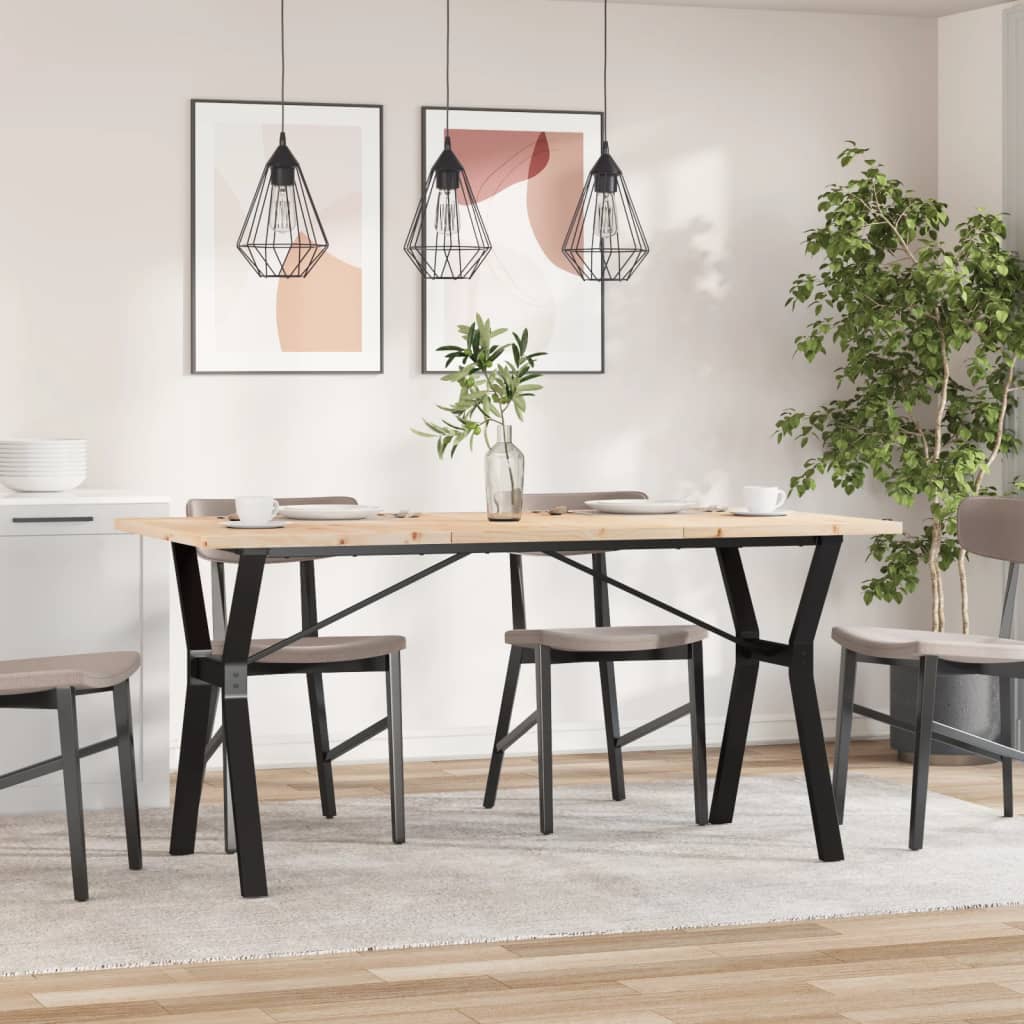 Tavolo da Pranzo Telaio a Y 160x80x75,5 cm Legno Pino e Acciaio | homemem39