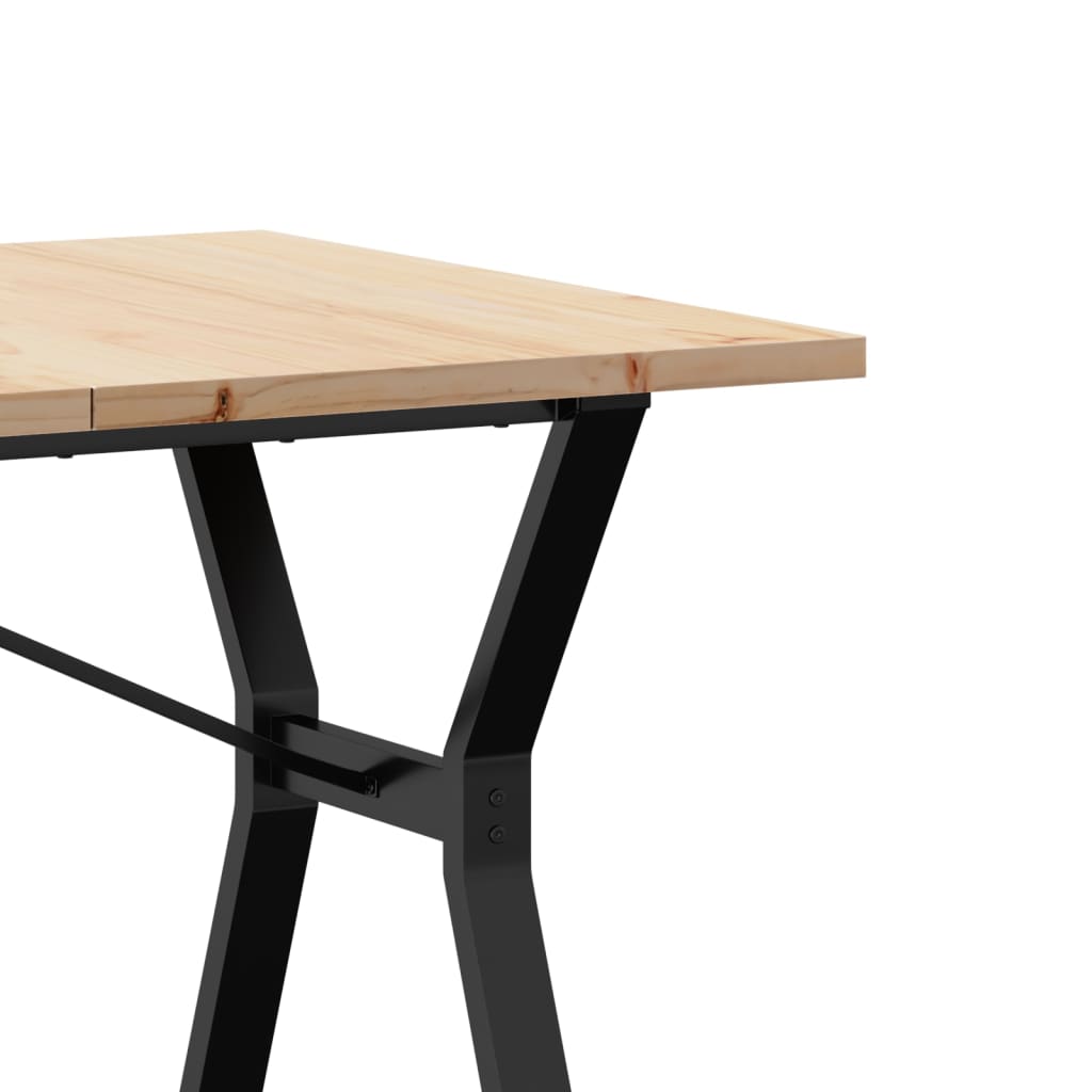 Tavolo da Pranzo Telaio a Y 160x80x75,5 cm Legno Pino e Acciaio | homemem39