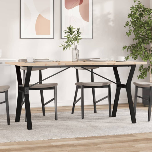 Tavolo da Pranzo Telaio a Y 160x80x75,5 cm Legno Pino e Acciaio | homemem39