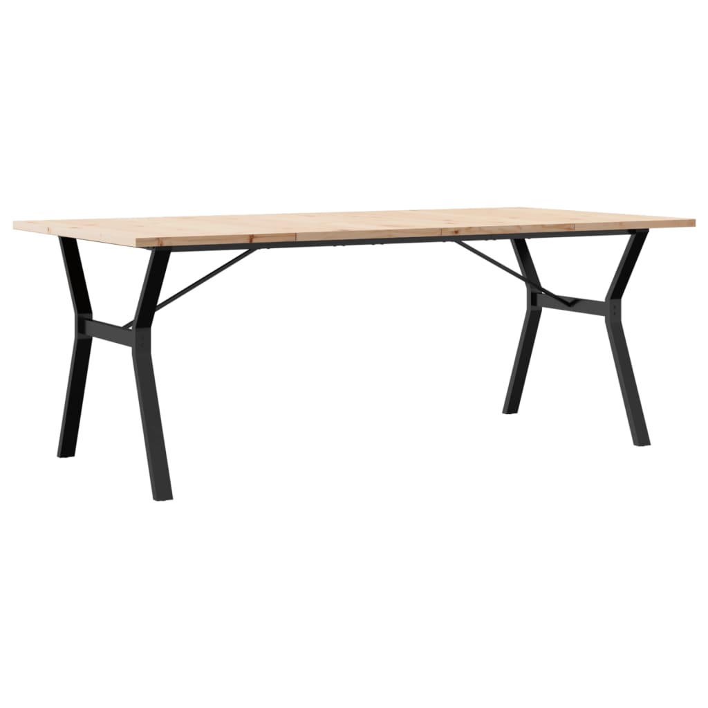 Tavolo Pranzo Telaio a Y 200x100x75,5 cm Legno Pino e Acciaio | homemem39