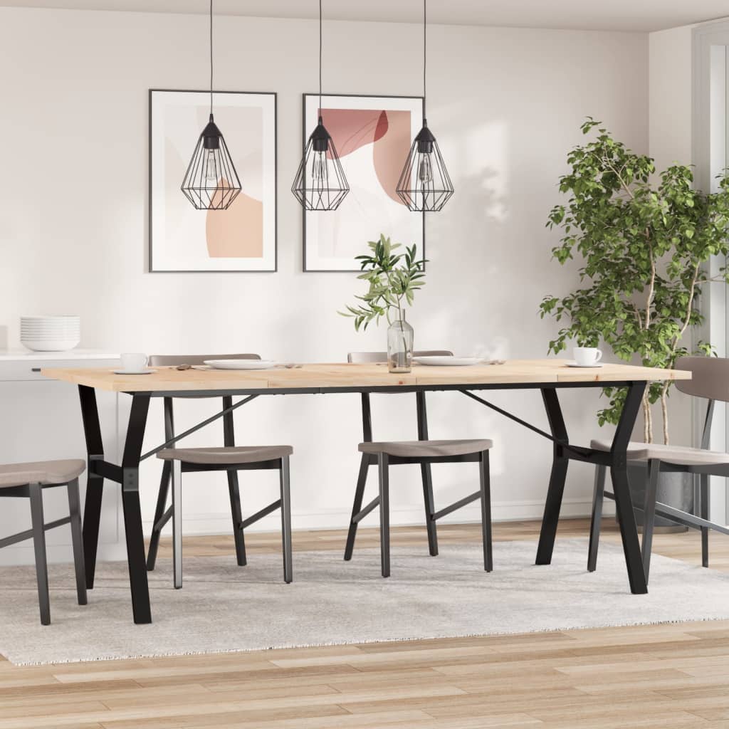 Tavolo Pranzo Telaio a Y 200x100x75,5 cm Legno Pino e Acciaio | homemem39