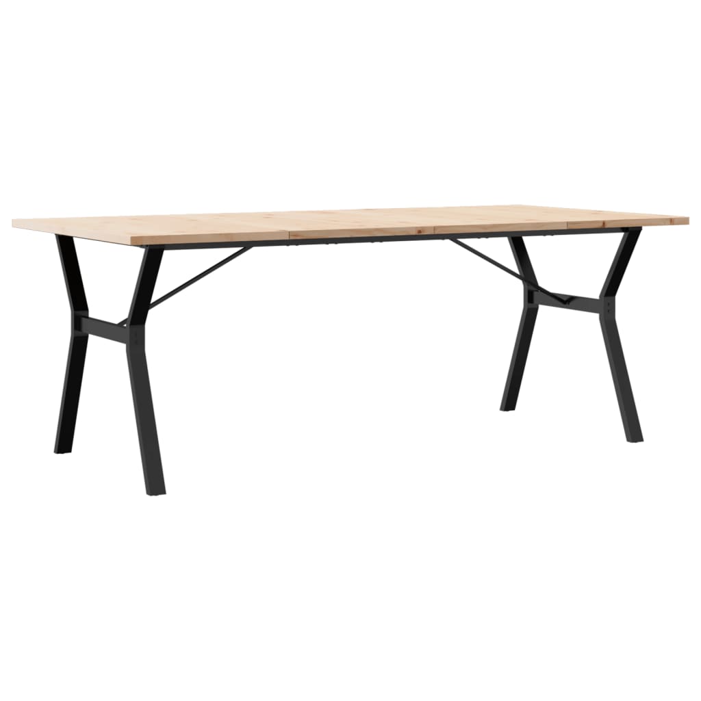Tavolo Pranzo Telaio a Y 200x100x75,5 cm Legno Pino e Acciaio | homemem39