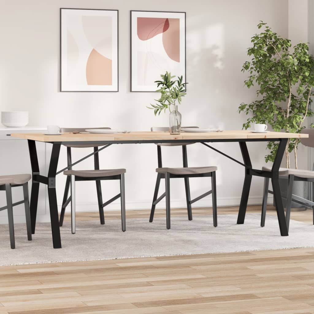 Tavolo Pranzo Telaio a Y 200x100x75,5 cm Legno Pino e Acciaio | homemem39
