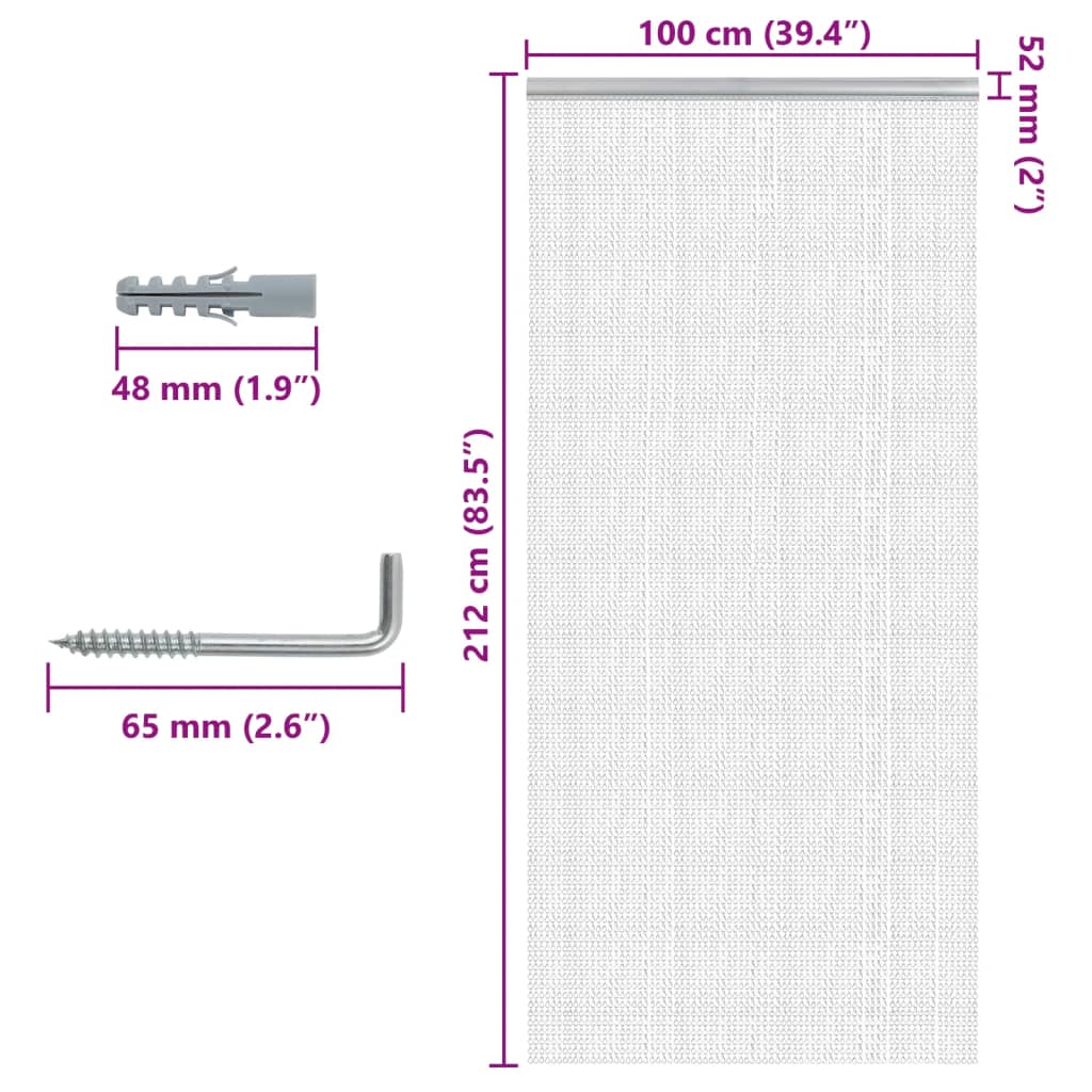 Zanzariera da Porta a Catena 100x212 cm in Alluminio - homemem39