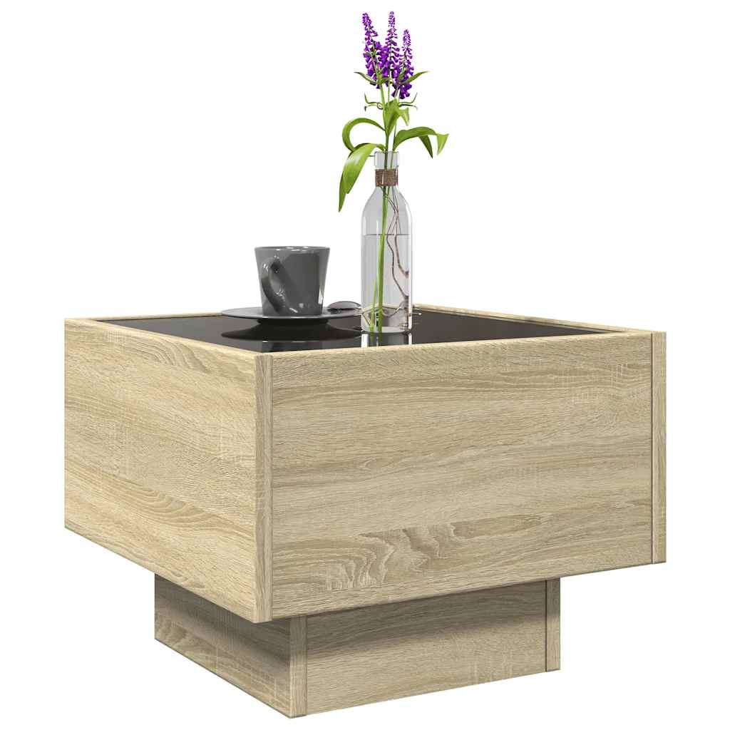 Tavolino con LED Rovere Sonoma 40x40x30 cm in Legno Multistrato | homemem39