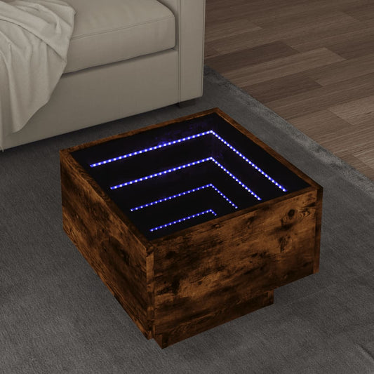 Tavolino con LED Rovere Fumo 40x40x30 cm in Legno Multistrato | homemem39