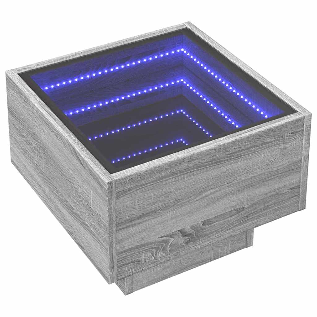 Tavolino con LED Grigio Sonoma 40x40x30 cm in Legno Multistrato | homemem39