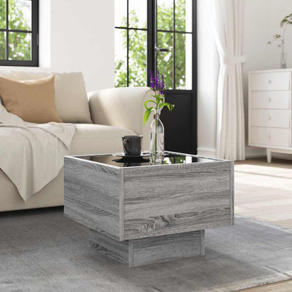Tavolino con LED Grigio Sonoma 40x40x30 cm in Legno Multistrato