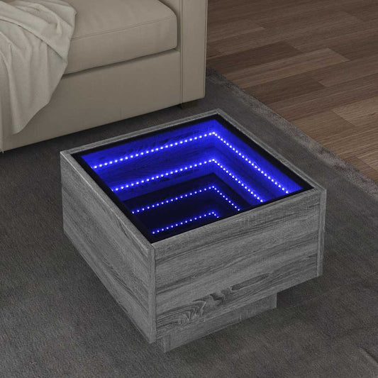 Tavolino con LED Grigio Sonoma 40x40x30 cm in Legno Multistrato | homemem39