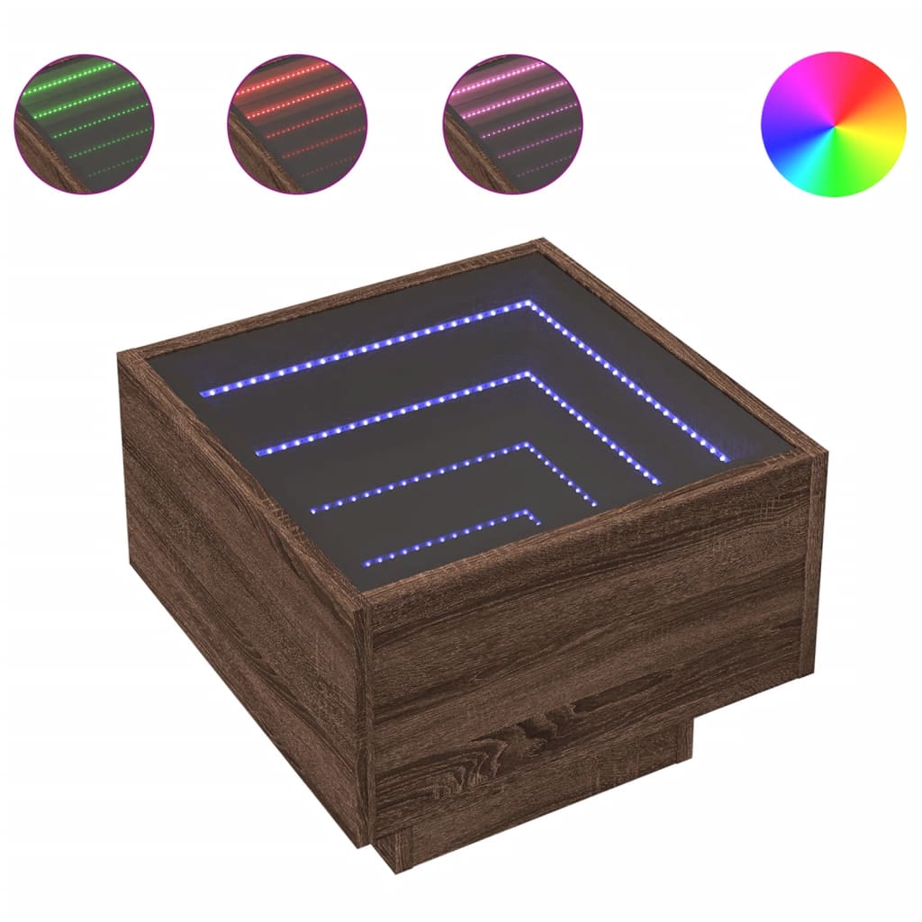 Tavolino con LED Rovere Marrone 40x40x30cm in Legno Multistrato | homemem39