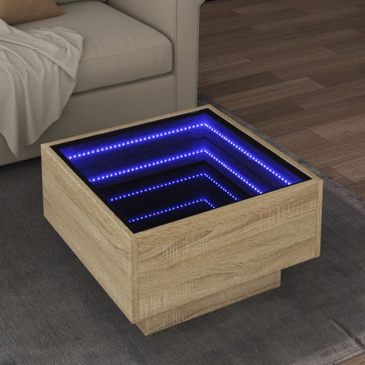 Tavolino Salotto con LED Rovere Sonoma 50x50x30 cm Multistrato | homemem39