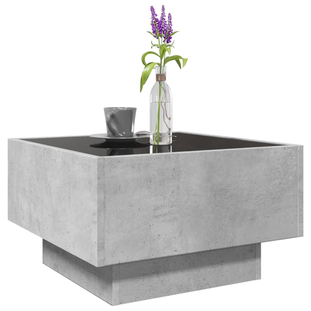 Tavolino Salotto con LED Grigio Cemento 50x50x30 cm Multistrato | homemem39