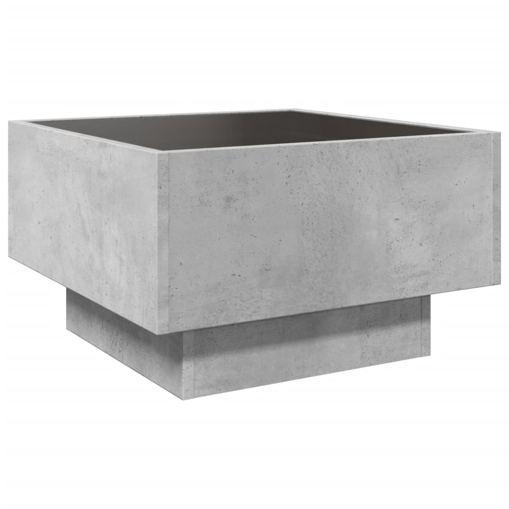 Tavolino Salotto con LED Grigio Cemento 50x50x30 cm Multistrato