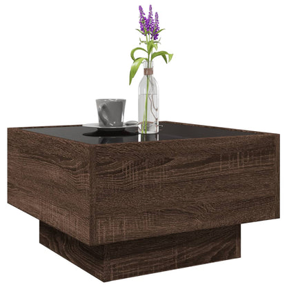 Tavolino Salotto con LED Rovere Marrone 50x50x30 cm Multistrato | homemem39