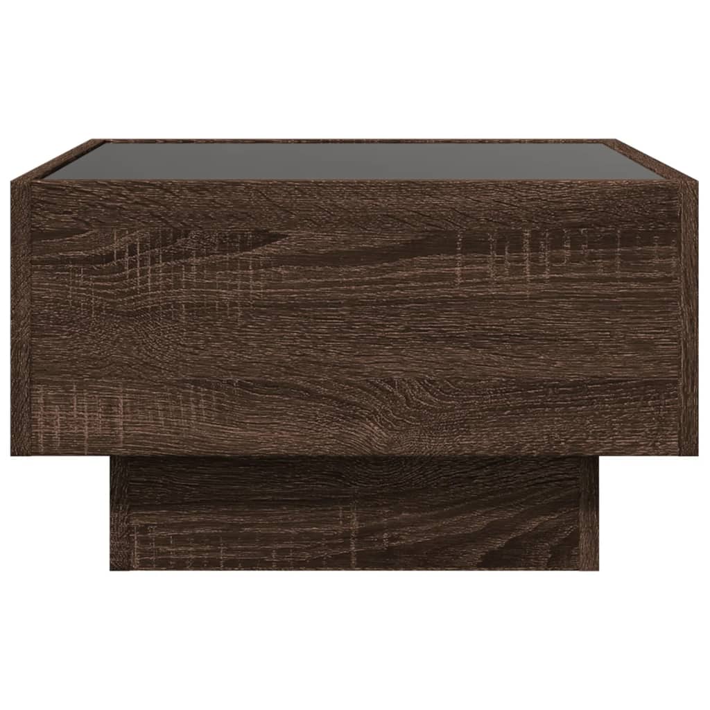 Tavolino Salotto con LED Rovere Marrone 50x50x30 cm Multistrato | homemem39