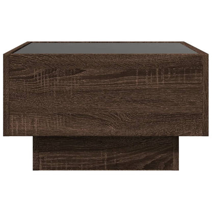 Tavolino Salotto con LED Rovere Marrone 50x50x30 cm Multistrato | homemem39