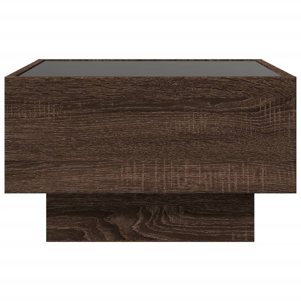 Tavolino Salotto con LED Rovere Marrone 50x50x30 cm Multistrato | homemem39