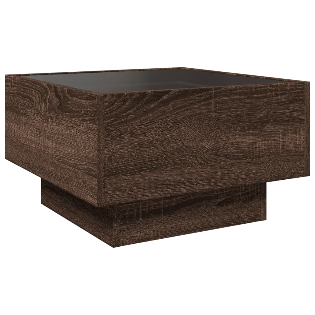 Tavolino Salotto con LED Rovere Marrone 50x50x30 cm Multistrato | homemem39