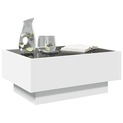 Tavolino Salotto con LED Bianco 70x50x30 cm Legno Multistrato