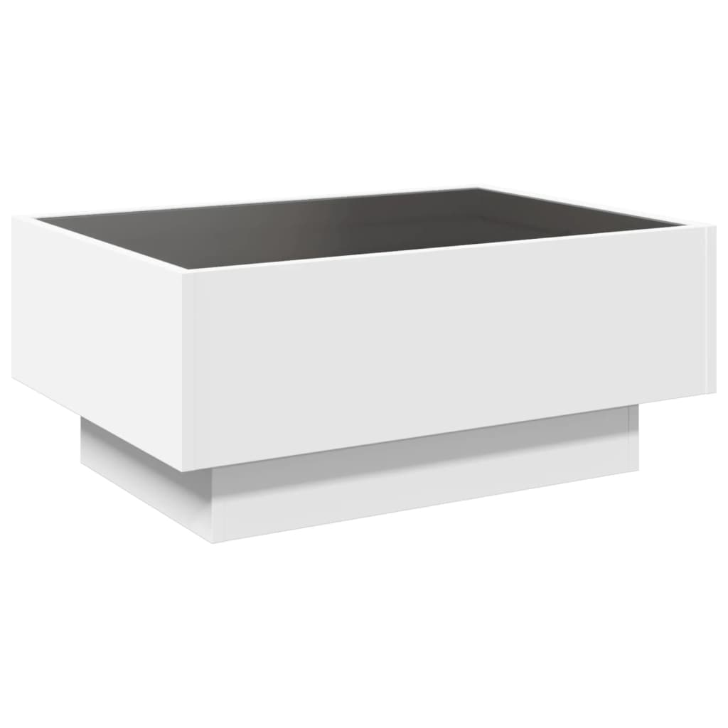 Tavolino Salotto con LED Bianco 70x50x30 cm Legno Multistrato | homemem39