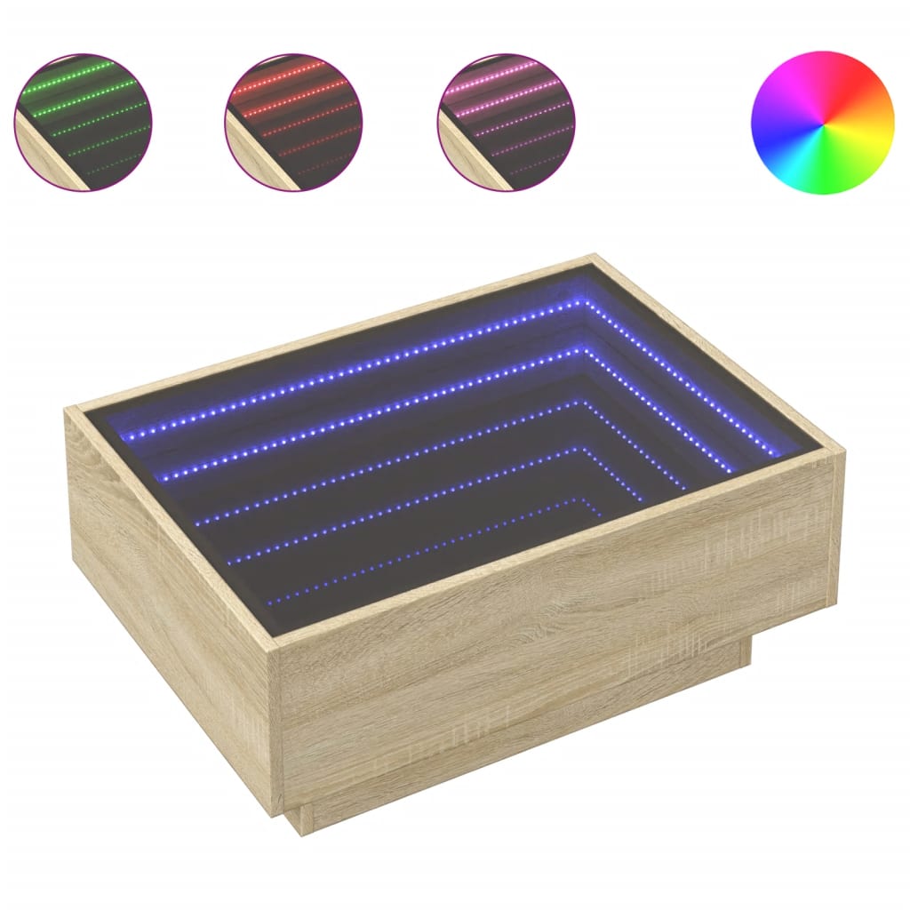 Tavolino Salotto con LED Rovere Sonoma 70x50x30 cm Multistrato