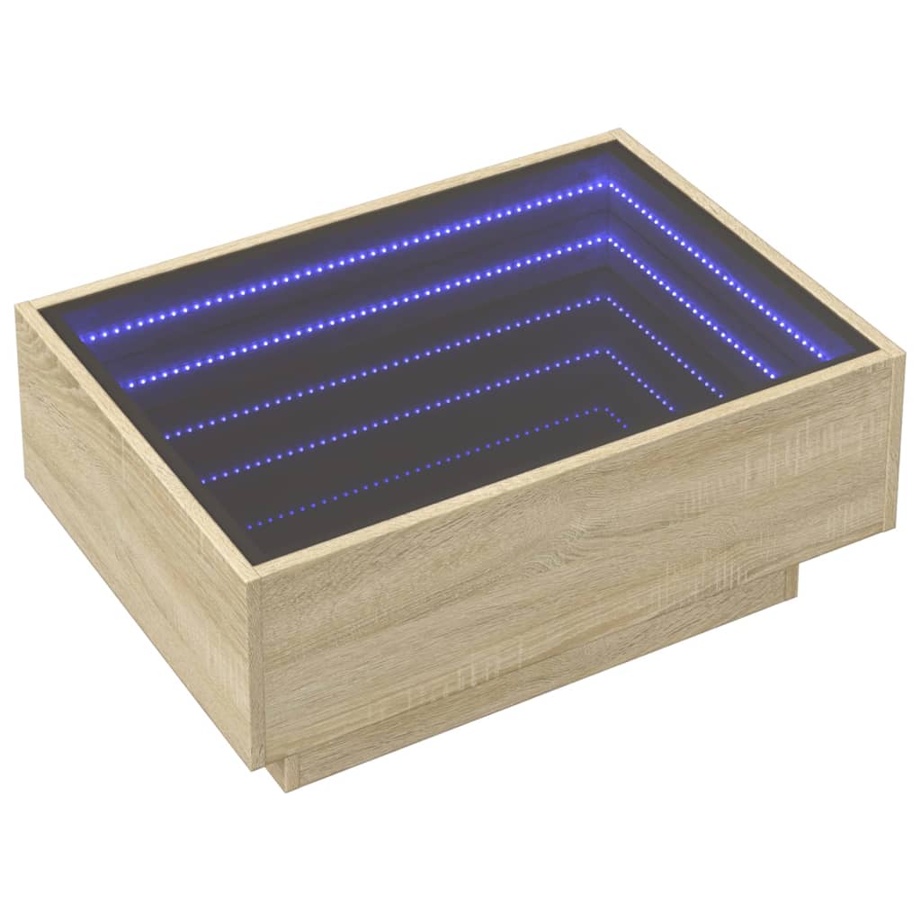 Tavolino Salotto con LED Rovere Sonoma 70x50x30 cm Multistrato | homemem39