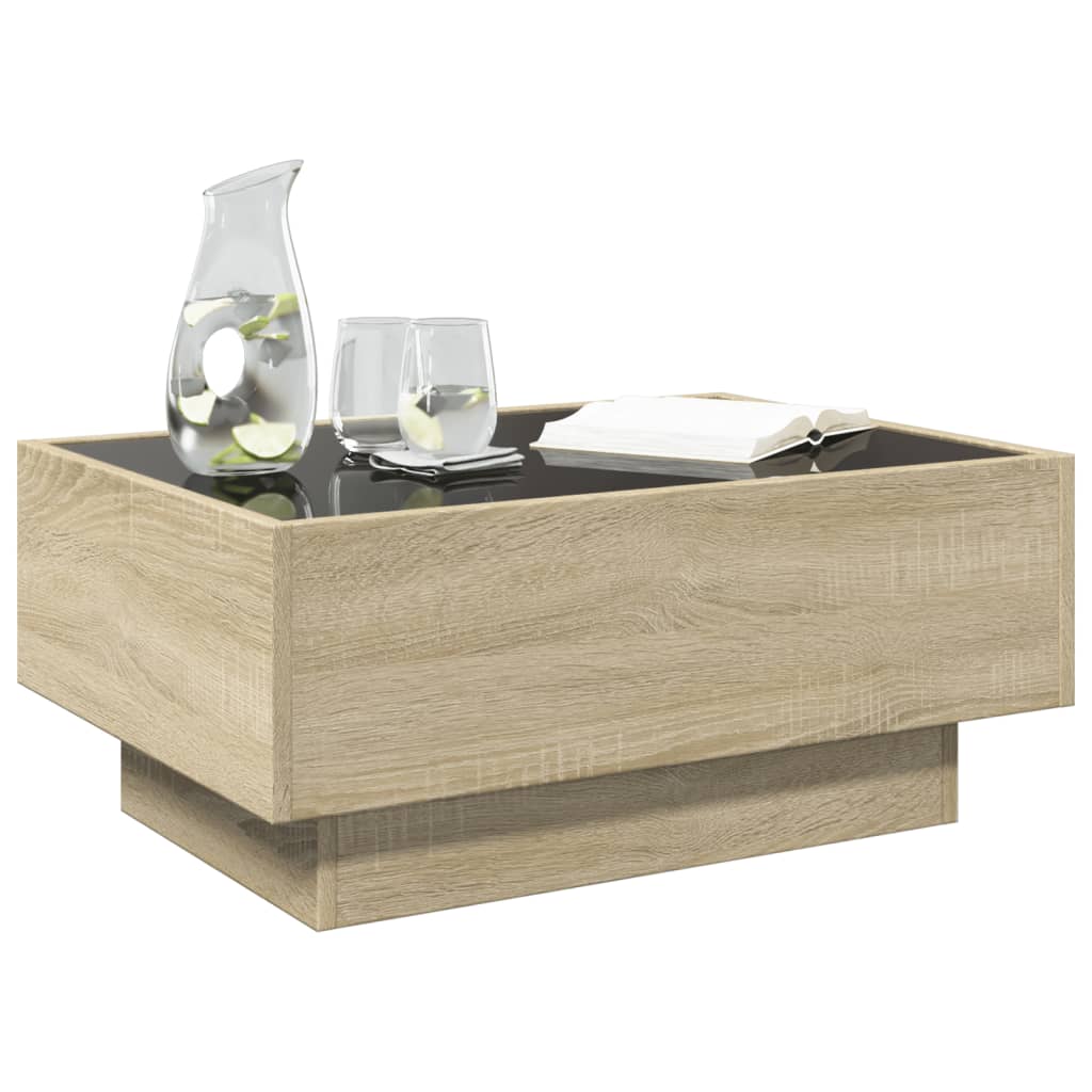 Tavolino Salotto con LED Rovere Sonoma 70x50x30 cm Multistrato | homemem39