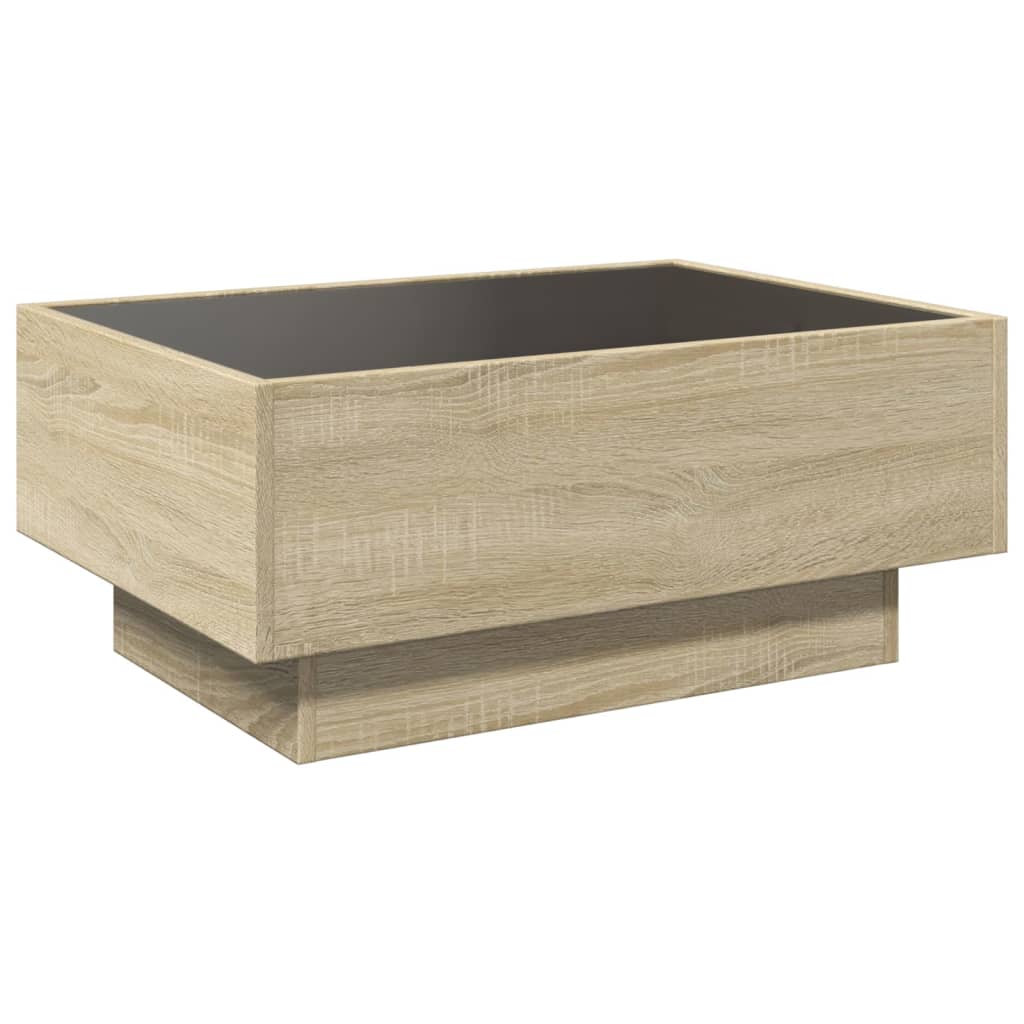 Tavolino Salotto con LED Rovere Sonoma 70x50x30 cm Multistrato | homemem39