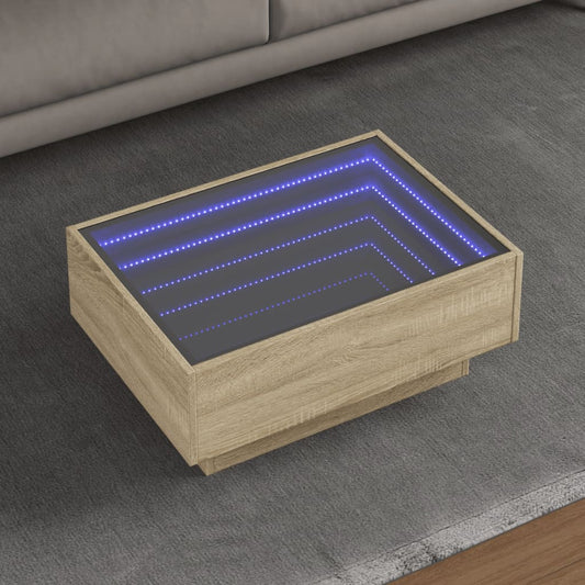 Tavolino Salotto con LED Rovere Sonoma 70x50x30 cm Multistrato | homemem39