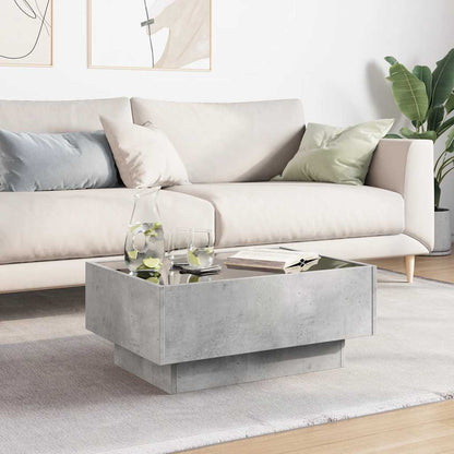 Tavolino Salotto con LED Grigio Cemento 70x50x30 cm Multistrato